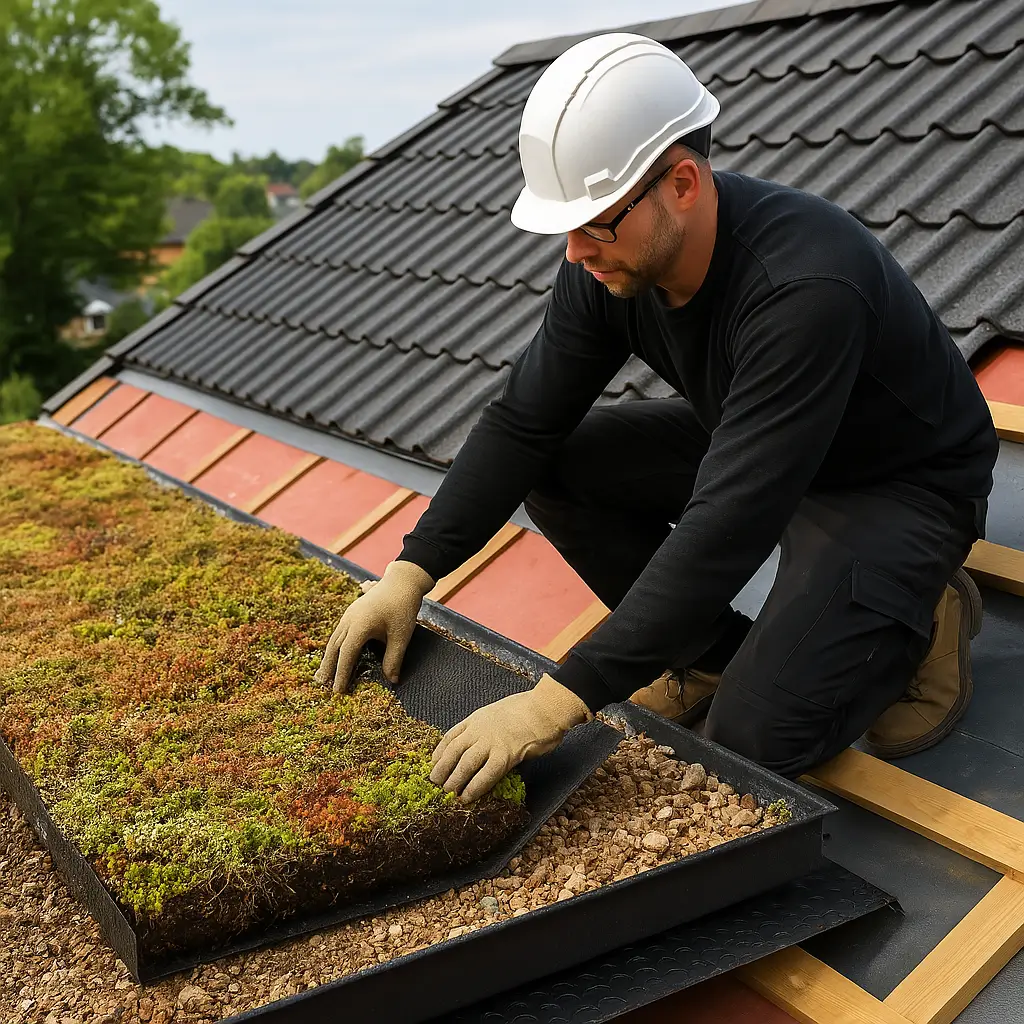 Arbejde og opbygning af et grønt tag