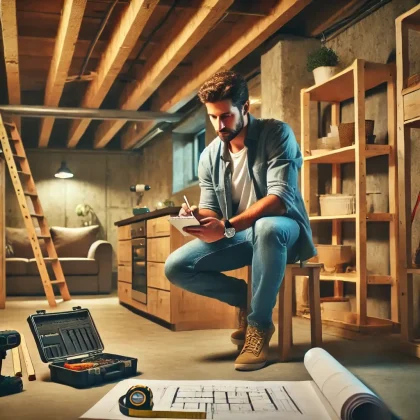 plan over renovering af kælder plan over renovering af kælder placeret på gulv