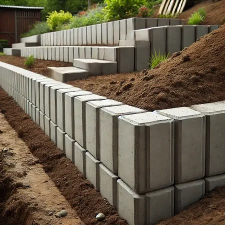 stoettemur-beton Støttemur brugt i forbindelse med haveprojekt