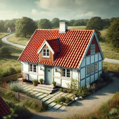 tagitegl Rødt tegltag på dansk hus